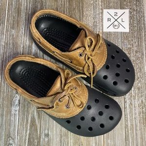 Crocs Pit Crew Islander Brown Leather Clogs